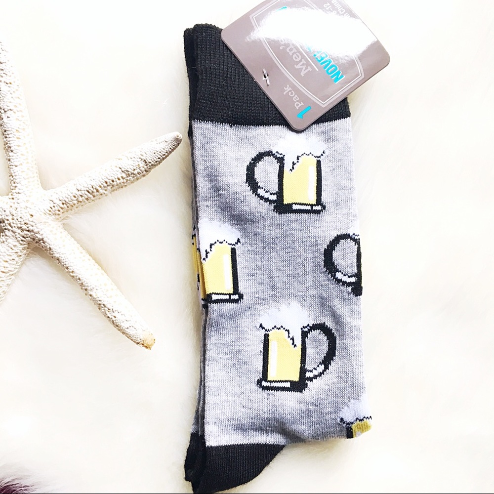 BEER MUG Mens Printed Crew Socks Novelty Gift